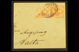 1886 BISECT Part Cover (about 1/3 Missing) Addressed To Salta, Bearing 1878 10c Orange Pair, One Bisected... - Bolivië