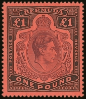 1938-53 £1 Pale Purple & Black On Pale Red, SG 121b, Very Fine Mint. For More Images, Please Visit... - Bermudes