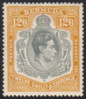 1938 12s 6d Grey And Brownish Orange SG 120a, Fine Mint, Usual Streaky Gum.  For More Images, Please Visit... - Bermudes