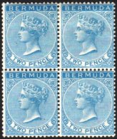1886 2d Blue SG 25, A Very Fine Mint Block Of Four, Scarce Multiple.  For More Images, Please Visit... - Bermudes
