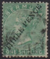 1874 3d On 1s Green, SG 14, Fine Used, Couple Short Perfs As Usual, Signed Peter Holcome. Cat £650 For More... - Bermudes