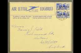 1944 AIR LETTER 3d War Effort Pair Blue On Buff, Higgins & Gage FG1, Very Fine Used To England, MASERU (17 Dec... - Sonstige & Ohne Zuordnung