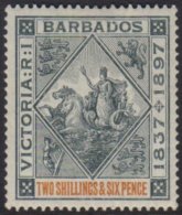 1897 2s6d Blue-black And Orange On White Paper, SG 124, Very Fine Mint. For More Images, Please Visit... - Barbades (...-1966)