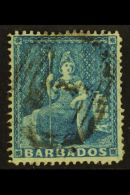 1861 (1d) Blue, No Watermark, Clean Cut Perf 14-16, SG 19, Good To Fine Used With Light Postmark. For More Images,... - Barbados (...-1966)