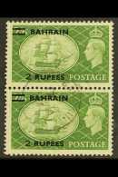 1950-55 2r On 2s6d Yellow-green Surcharge TYPE III, SG 77b, Very Fine Cds Used Vertical PAIR With "Bahrain" Cds... - Bahrain (...-1965)