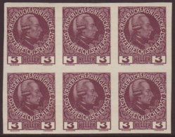 1908-13 3h Purple Unsurfaced Paper Accession Imperf, Michel 141x U, Superb Never Hinged Mint IMPERF BLOCK Of 6,... - Autres & Non Classés