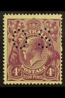 OFFICIAL 1918-23 4d Violet Punctured "OS", SG O73, Lightly Hinged Mint. For More Images, Please Visit... - Altri & Non Classificati