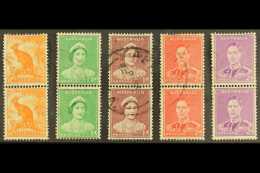 1937-49 COIL PAIRS. Perf 15x14 Complete Set Of Vertical COIL PAIRS, Comprising ½d Orange, 1d Emerald-green... - Other & Unclassified