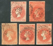 SOUTH AUSTRALIA 1856-58 2d Adelaide Printing, A Range Of Shades Displaying Clear Numeral Cancels, With 1, 25, 30,... - Sonstige & Ohne Zuordnung