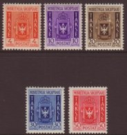 1940 ITALIAN OCCUPATION - POSTAGE DUE Complete Set, Sass. S 9, Very Fine Mint. (5 Stamps) For More Images, Please... - Albanien