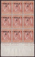 1914 (April) Skanderbeg 5pa On 2q Mi. 41, A Rare Lower Marginal Block Of Nine With INVERTED SURCHARGES, Very Fine... - Albanie