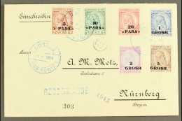 1914 (14 Apr) Registered Cover To Germany Bearing 1914 Surcharges Complete Set (Michel 41/46, SG 40/45) Tied By... - Albanië