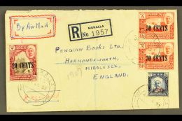 QU'AITI  STATE IN HADHRAMAUT 1953 (21 Oct) Registered Cover To England Bearing 1951 5c On 1a, 10c On 2a, 20c On 3a... - Aden (1854-1963)