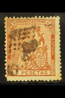 SPERATI FORGERY Spain 1873 4p Chestnut (his Reproduction A), Used With Short Corner Perf & Discolouration. For... - Non Classificati