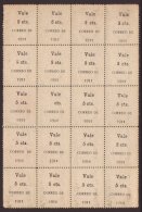 RAILWAYS NICARAGUA - 1911 RAILWAY TAX  PANE- ERROR & INVERTED SURCHARGE, Rare Complete Pane Of 20 Stamps, 1d... - Non Classés