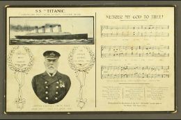 "S.S. TITANIC" PICTURE POSTCARD Circa 1912/13 Card Depicting The S.S. Titanic, Captain Edward Smith, And The Sheet... - Non Classificati