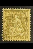 1862-4 1f Bronze-gold, Perf.11½, Impressed Watermark, Zumstein 36a, SG 60, Very Fine Used. For More Images,... - Andere & Zonder Classificatie