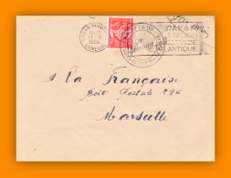 DAKAR PRINCIPAL SENEGAL AFRIQUE ANCIENNE COLONIE FRANÇAISE LETTRE POUR LA FRANCE FRANCHISE MILITAIRE TAMPON ARMEE FLAMME - Briefe U. Dokumente