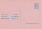 AP - Entier Postal - Carte Postale Avis De Changement D´adresse N° 12 - Chiffre Sur Lion Héraldique - 0,50 C Bleu Ciel - - Addr. Chang.