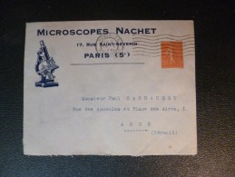 Lettre France Pour Agde Illustrée Pub Microscopes Nachet Paris 1931 - 1900 – 1949