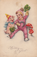 CPA MUSHROOMS, PIGS, CLOVER, HORSESHOE, CHILDREN - Pilze