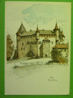 CPA Château Oron / Vaud (Suisse) - Illustration Signée - Pub Saridon Sedulon (médicaments) - Oron