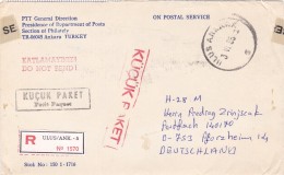 ON POSTAL SERVICE  PTT GENERAL DIRECTION 1986 COVER ULUS/ANK, FROM TURKEY TO GERMANY. - Storia Postale