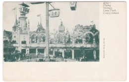 Coney Island Amusement Park New York, Luna Park Flying Swings Rides, C1900s Vintage Postcard - Brooklyn