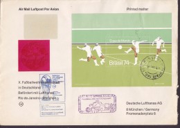 Brazil Air Mail Luftpost Par Avion LUFTHANSA 7.Juli 1974 RIO DE JANEIRO - MÜNCHEN Fussballweltmeisterschaft Block 34 - Storia Postale