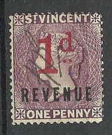 ST. VINCENT Ca 1885 Revenue 1 D. Queen Victoria O - St.Vincent (...-1979)