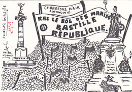 Illustrateurs - Lardie - Caricature  - Politique Manifestations Bastille République - Lardie