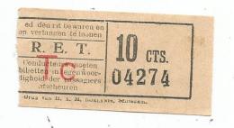 Titre De Transport , R.E.T. , TC , 10 Cts. - Europa