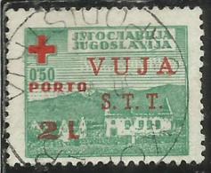 TRIESTE B 1948 SOPRASTAMPATO DI JUGOSLAVIA YUGOSLAVIA OVERPRINTED CROCE ROSSA RED CROSS 2 LIRA SU 0.50 D USED - Oblitérés