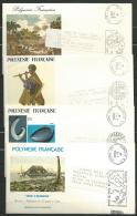 POLYNESIE Fse:  L.: Lot De 4 Env. PJ En Franchise Postale, 3 Env. Avec Circulaire Philat., TB - Storia Postale