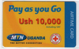 OUGANDA RECHARGE MTN AIRTIME CARD 10,000 USH CROIX ROUGE RED CROSS - Oeganda