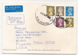 UK - DECIMAL DEFINITIVE ISSUES - 2002 VF COVER To MIAMI - Briefe U. Dokumente