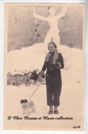 CHARLIE CHAPLIN - BONHOMME DE NEIGE - FEMME ET SON CHIEN - HIVER - CARTE PHOTO - Artisti