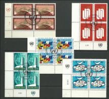 NATIONS-UNIES GENEVE: Obl., N°6 Et 7 + 9 Et 10 Et 12 X 4, Blocs Obl. PJ, TB - Used Stamps