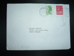 LETTRE TP MARIANNE DE BEQUET 0,50 ROULETTE + LIBERTE 1,70 OBL.MEC.01-10-85 PARIS RP - 1971-1976 Marianne (Béquet)