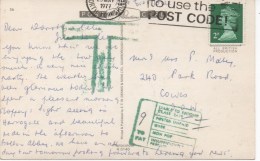 CHARGE MARKS ON HARROGATE YORKSHIRE MULTIVIEW POSTCARD - 1977 - Postmark Collection
