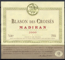 175 - Madiran -2000 - Blason Des Croisés - Mis En Bouteille Par Union Producteurs Plaimont 32400 Saint Mont - Rode Wijn