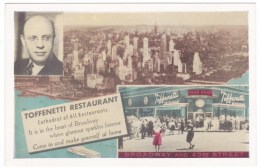 New York City NY, Toffenitti Restaurant Broadway & 43rd Street, C1940s Vintage Lumitone Postcard - Wirtschaften, Hotels & Restaurants