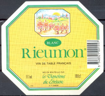 187 - Vin De Table Blanc - Rieumon - Les Vignerons Du Ceressou 34800 Aspiran - Vino Blanco