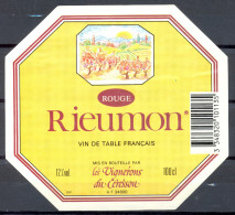 186 - Vin De Table Rouge - Rieumon - Les Vignerons Du Ceressou 34800 Aspiran - Vino Tinto