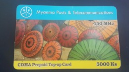 Myanmar-cdma Prepiad Top-up-(201406242100978)-(17)-(5.000ks)-used Card+1card Prepiad Free - Myanmar (Burma)