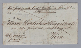 Tschech Heimat NEUGEDEIN Langstempel (Kalyne) 1842-07-01 Vorphila Brief Nach Wien - ...-1918 Prephilately