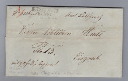 Tschech Heimat BUTSCHOWITZ 24 NOV Langstempel 2 Zeilig (Bucovico) 1849-11-25 Vorphila Brief Nach Eisgrub - ...-1918 Voorfilatelie
