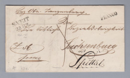 Österreich Heimat KÄ S VEIT 22 JUL Langstempel 2-Zeilig 1848-07-02 Vorphila Brief Franco Nach Spittal - ...-1850 Prephilately