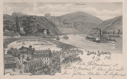 Litho AK Sächsische Schweiz Bad Schandau Hotel Grosser Winterberg Dampfer Bei Rathmannsdorf Prossen Krippen Postelwitz - Schmilka