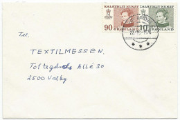 GREENLAND 1974 10ore,90ore Queen Margrette Used On Cover Sent To Denmark - Brieven En Documenten